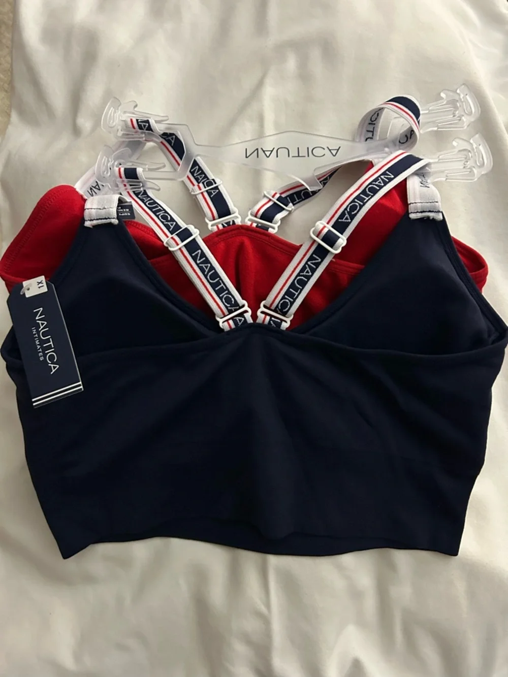 Twin Pack - Nautical Bralettes with Red, White & Blue Logo Straps - Picture 3 of 5